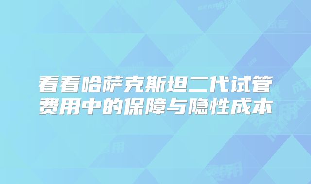 看看哈萨克斯坦二代试管费用中的保障与隐性成本