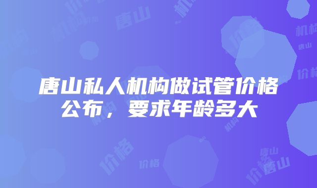 唐山私人机构做试管价格公布,要求年龄多大