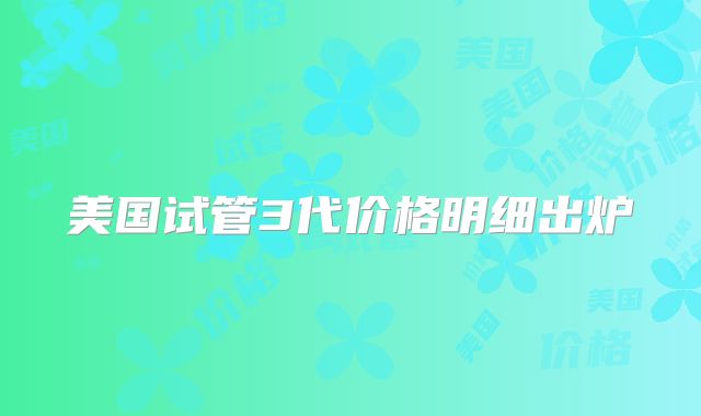 美国试管3代价格明细出炉