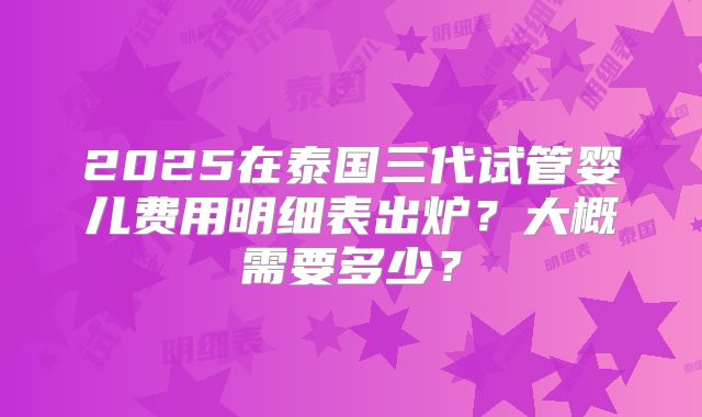2025在泰国三代试管婴儿费用明细表出炉？大概需要多少？