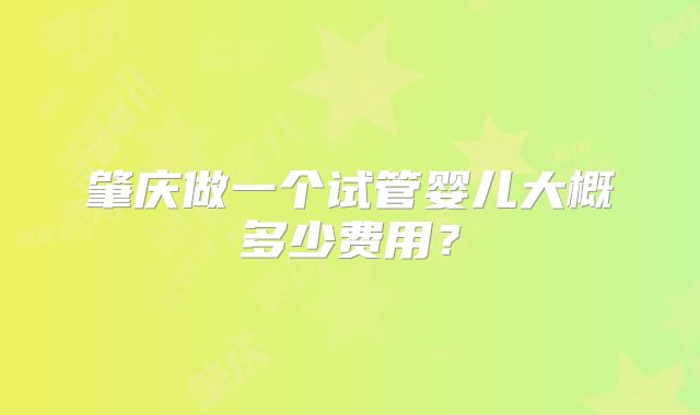 肇庆做一个试管婴儿大概多少费用？