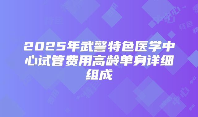 2025年武警特色医学中心试管费用高龄单身详细组成