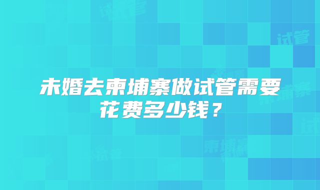 未婚去柬埔寨做试管需要花费多少钱？