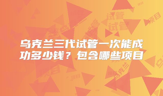 乌克兰三代试管一次能成功多少钱？包含哪些项目