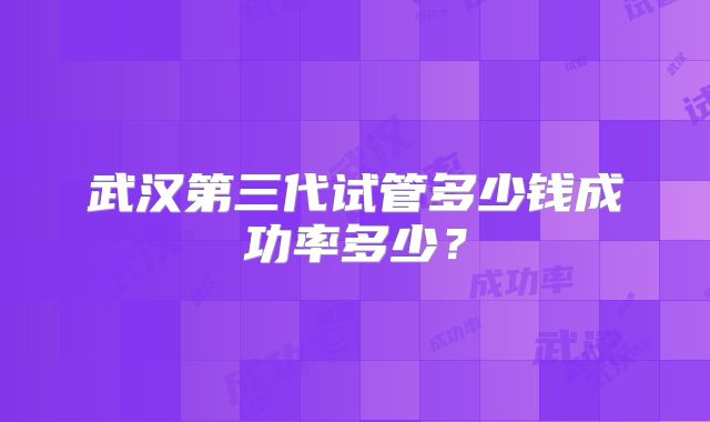 武汉第三代试管多少钱成功率多少？