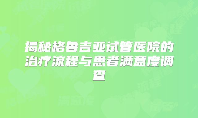 揭秘格鲁吉亚试管医院的治疗流程与患者满意度调查