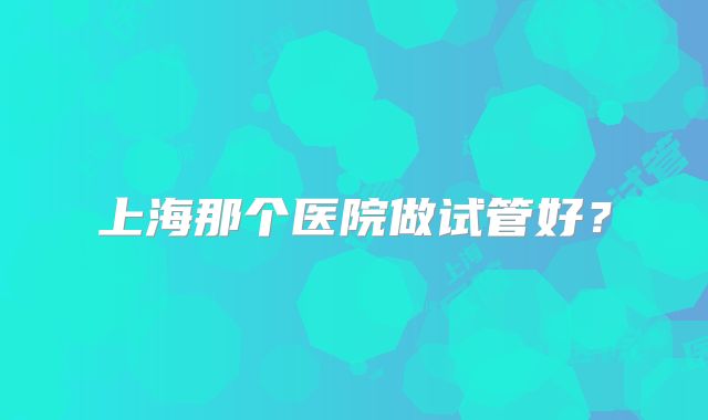 上海那个医院做试管好？