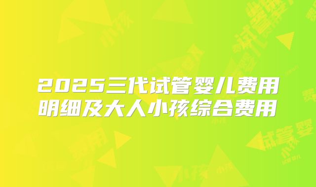 2025三代试管婴儿费用明细及大人小孩综合费用