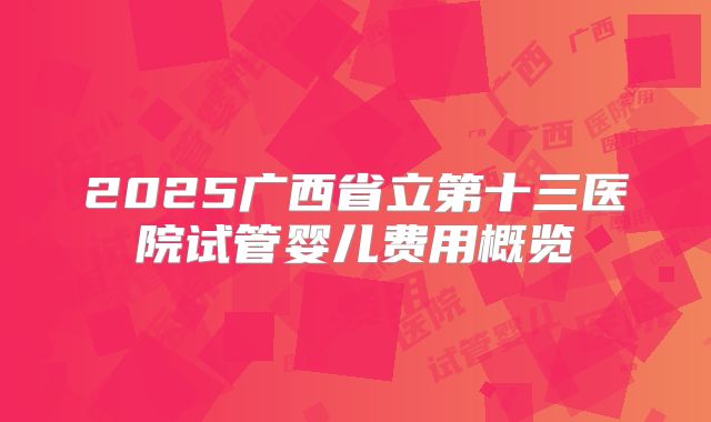2025广西省立第十三医院试管婴儿费用概览