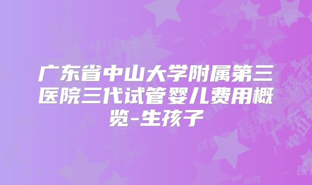 广东省中山大学附属第三医院三代试管婴儿费用概览-生孩子