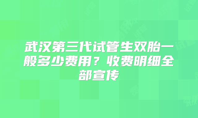 武汉第三代试管生双胎一般多少费用？收费明细全部宣传