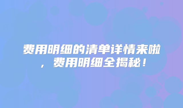 费用明细的清单详情来啦,费用明细全揭秘!