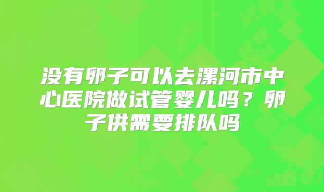 没有卵子可以去漯河市中心医院做试管婴儿吗？卵子供需要排队吗