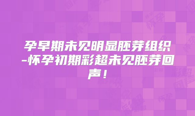 孕早期未见明显胚芽组织-怀孕初期彩超未见胚芽回声!