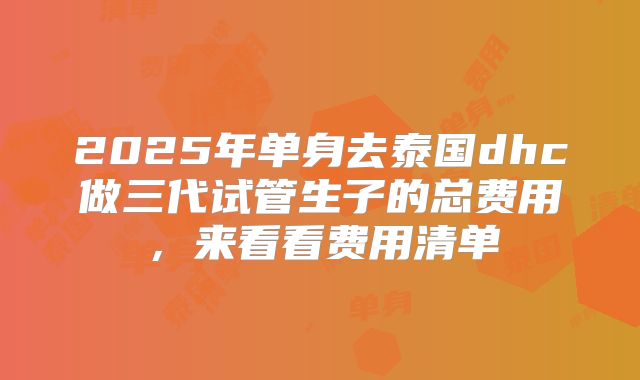 2025年单身去泰国dhc做三代试管生子的总费用,来看看费用清单