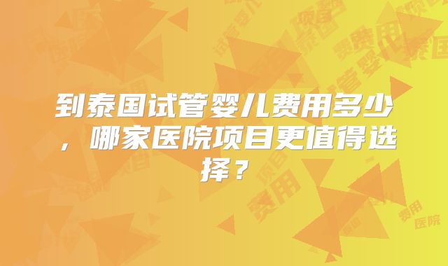 到泰国试管婴儿费用多少，哪家医院项目更值得选择？