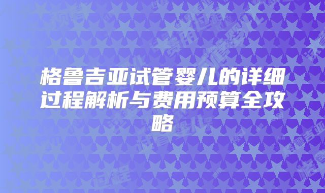 格鲁吉亚试管婴儿的详细过程解析与费用预算全攻略