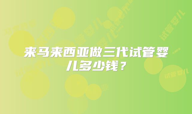来马来西亚做三代试管婴儿多少钱？