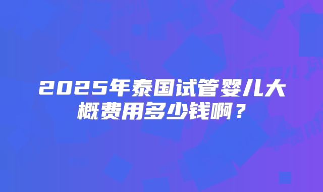 2025年泰国试管婴儿大概费用多少钱啊？