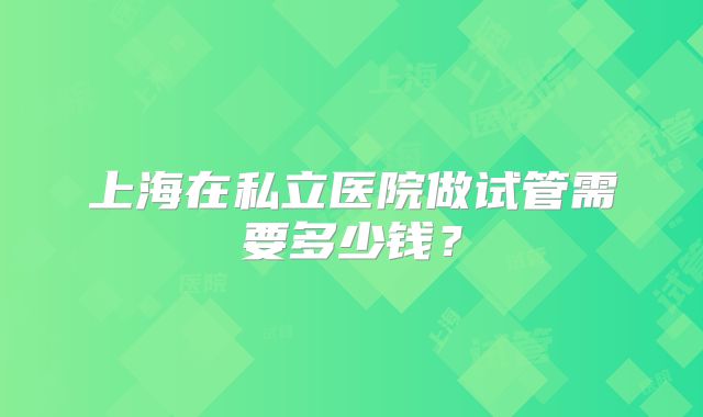 上海在私立医院做试管需要多少钱？
