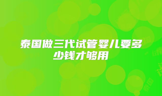泰国做三代试管婴儿要多少钱才够用