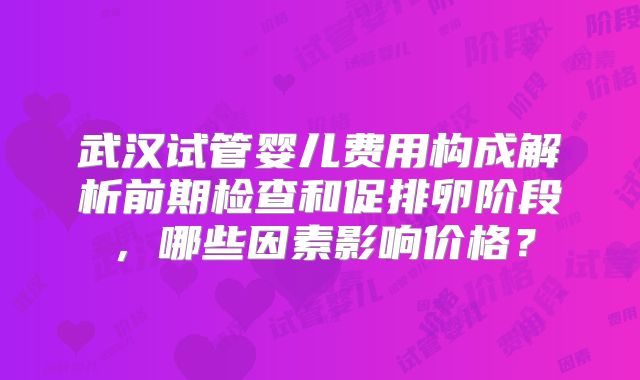 武汉试管婴儿费用构成解析前期检查和促排卵阶段，哪些因素影响价格？