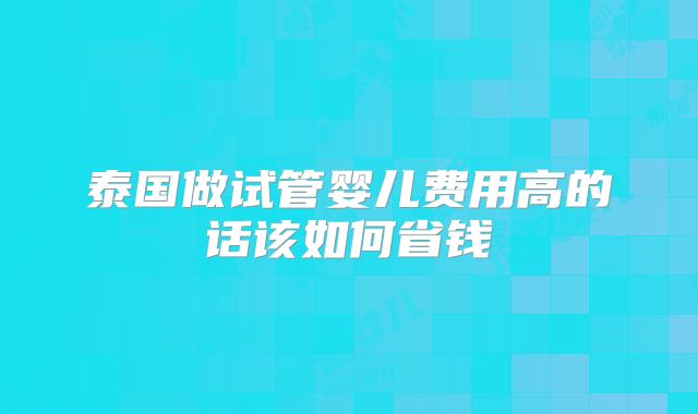 泰国做试管婴儿费用高的话该如何省钱