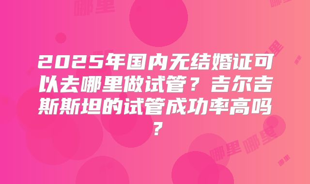 2025年国内无结婚证可以去哪里做试管？吉尔吉斯斯坦的试管成功率高吗？