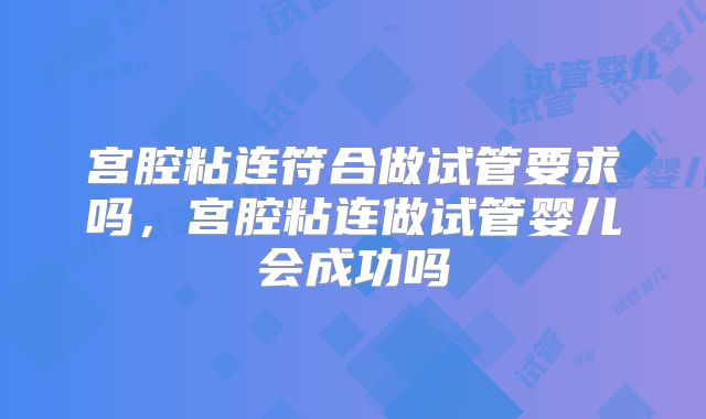 宫腔粘连符合做试管要求吗,宫腔粘连做试管婴儿会成功吗