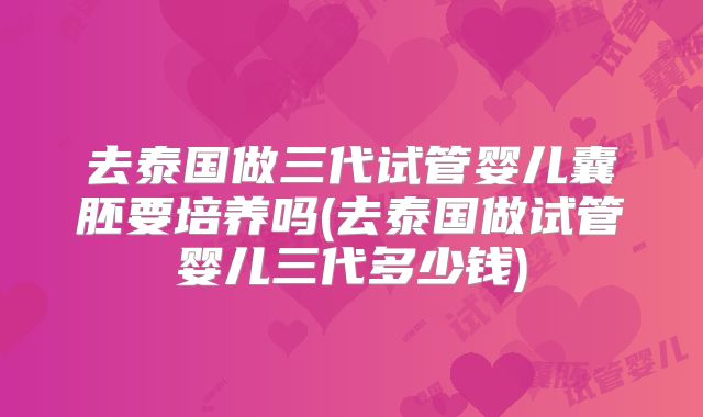 去泰国做三代试管婴儿囊胚要培养吗(去泰国做试管婴儿三代多少钱)