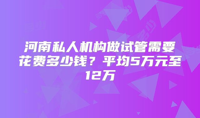 河南私人机构做试管需要花费多少钱？平均5万元至12万