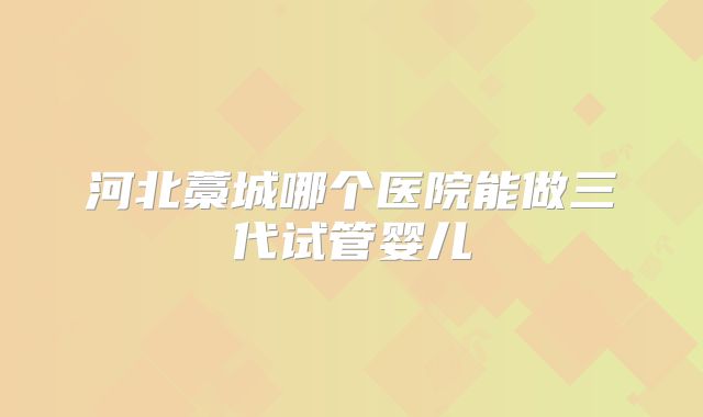 河北藁城哪个医院能做三代试管婴儿