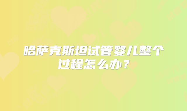 哈萨克斯坦试管婴儿整个过程怎么办？