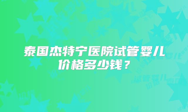 泰国杰特宁医院试管婴儿价格多少钱？