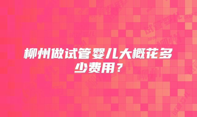 柳州做试管婴儿大概花多少费用？