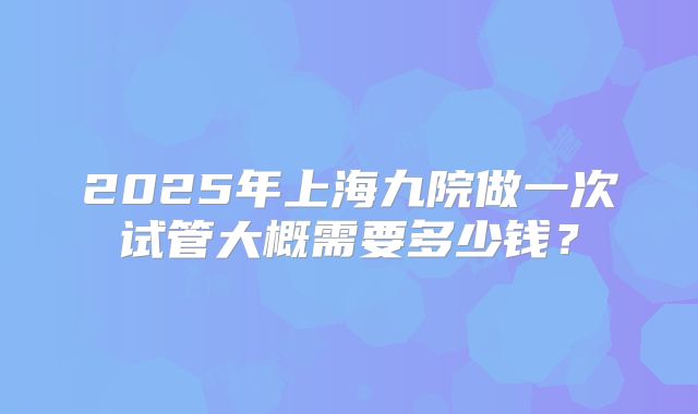 2025年上海九院做一次试管大概需要多少钱？
