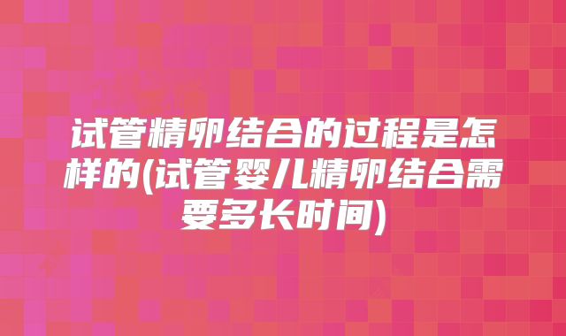 试管精卵结合的过程是怎样的(试管婴儿精卵结合需要多长时间)