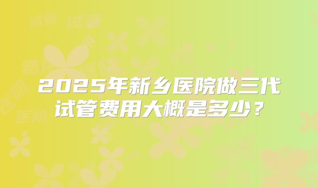 2025年新乡医院做三代试管费用大概是多少？