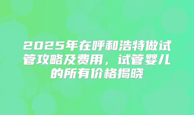 2025年在呼和浩特做试管攻略及费用，试管婴儿的所有价格揭晓