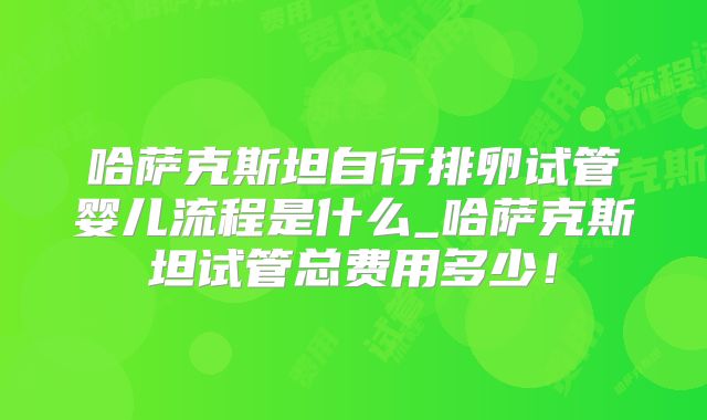 哈萨克斯坦自行排卵试管婴儿流程是什么_哈萨克斯坦试管总费用多少！