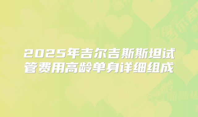 2025年吉尔吉斯斯坦试管费用高龄单身详细组成