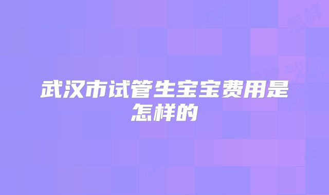 武汉市试管生宝宝费用是怎样的