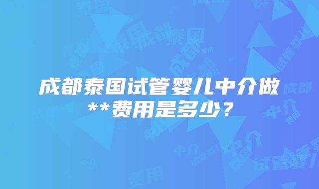 成都泰国试管婴儿中介做**费用是多少？