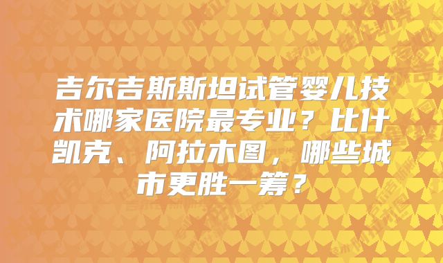 吉尔吉斯斯坦试管婴儿技术哪家医院最专业？比什凯克、阿拉木图，哪些城市更胜一筹？