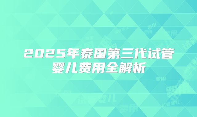 2025年泰国第三代试管婴儿费用全解析