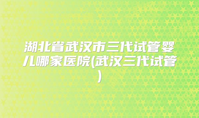 湖北省武汉市三代试管婴儿哪家医院(武汉三代试管)