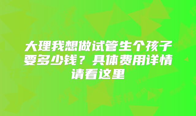 大理我想做试管生个孩子要多少钱？具体费用详情请看这里