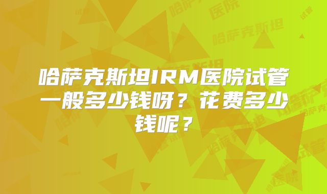 哈萨克斯坦IRM医院试管一般多少钱呀？花费多少钱呢？