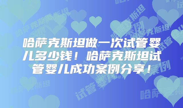 哈萨克斯坦做一次试管婴儿多少钱！哈萨克斯坦试管婴儿成功案例分享！