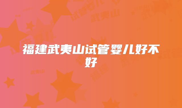 福建武夷山试管婴儿好不好